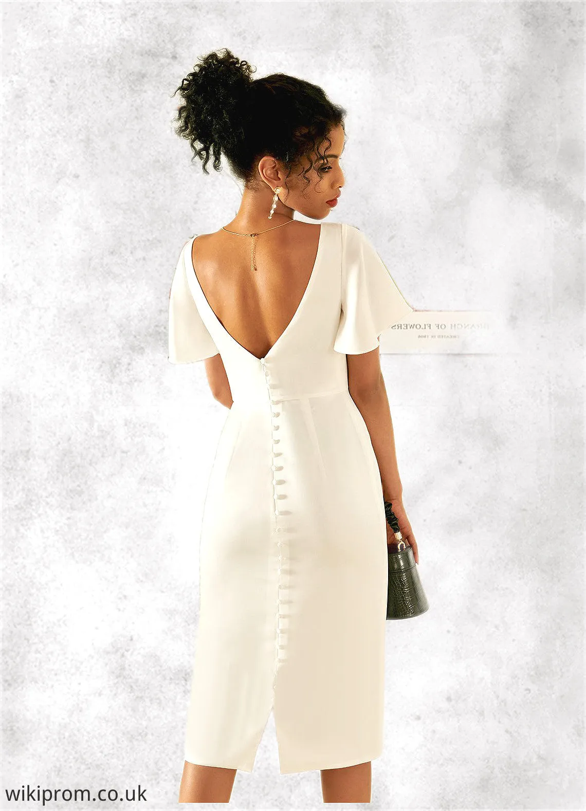 Gill V-Neck Elegant Bodycon Cotton Blends Midi Dresses SWKP0022356