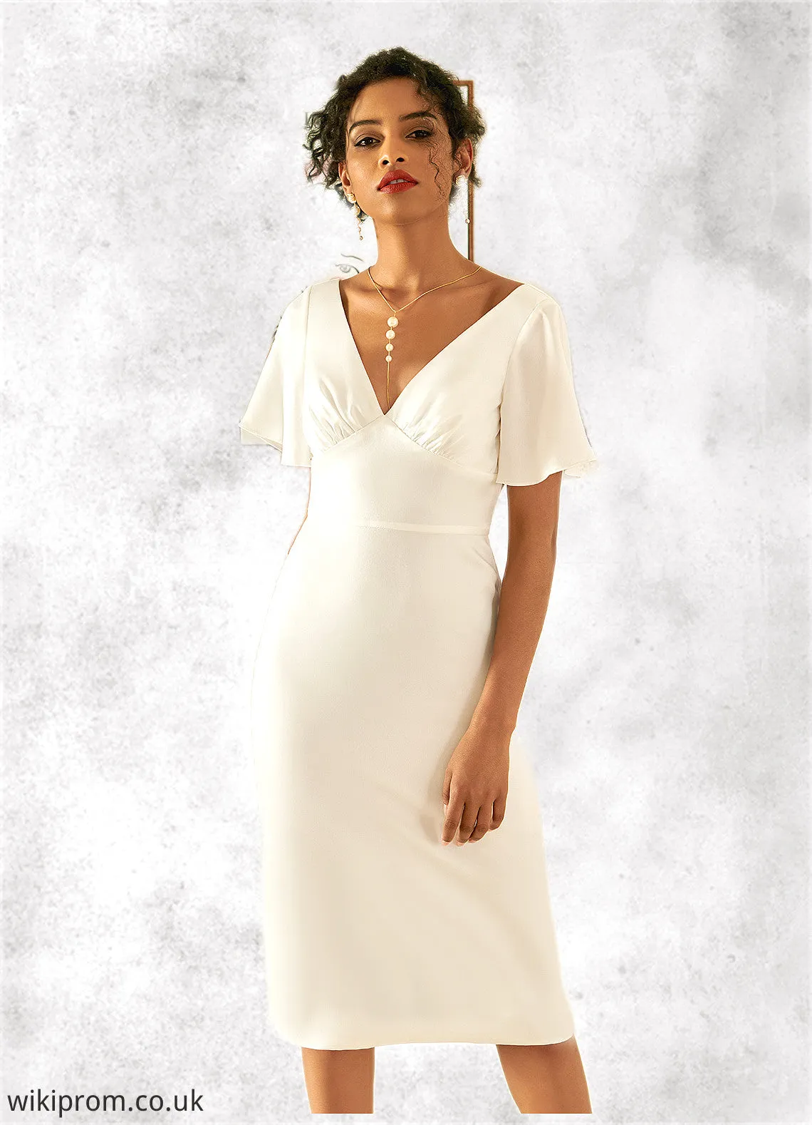 Gill V-Neck Elegant Bodycon Cotton Blends Midi Dresses SWKP0022356