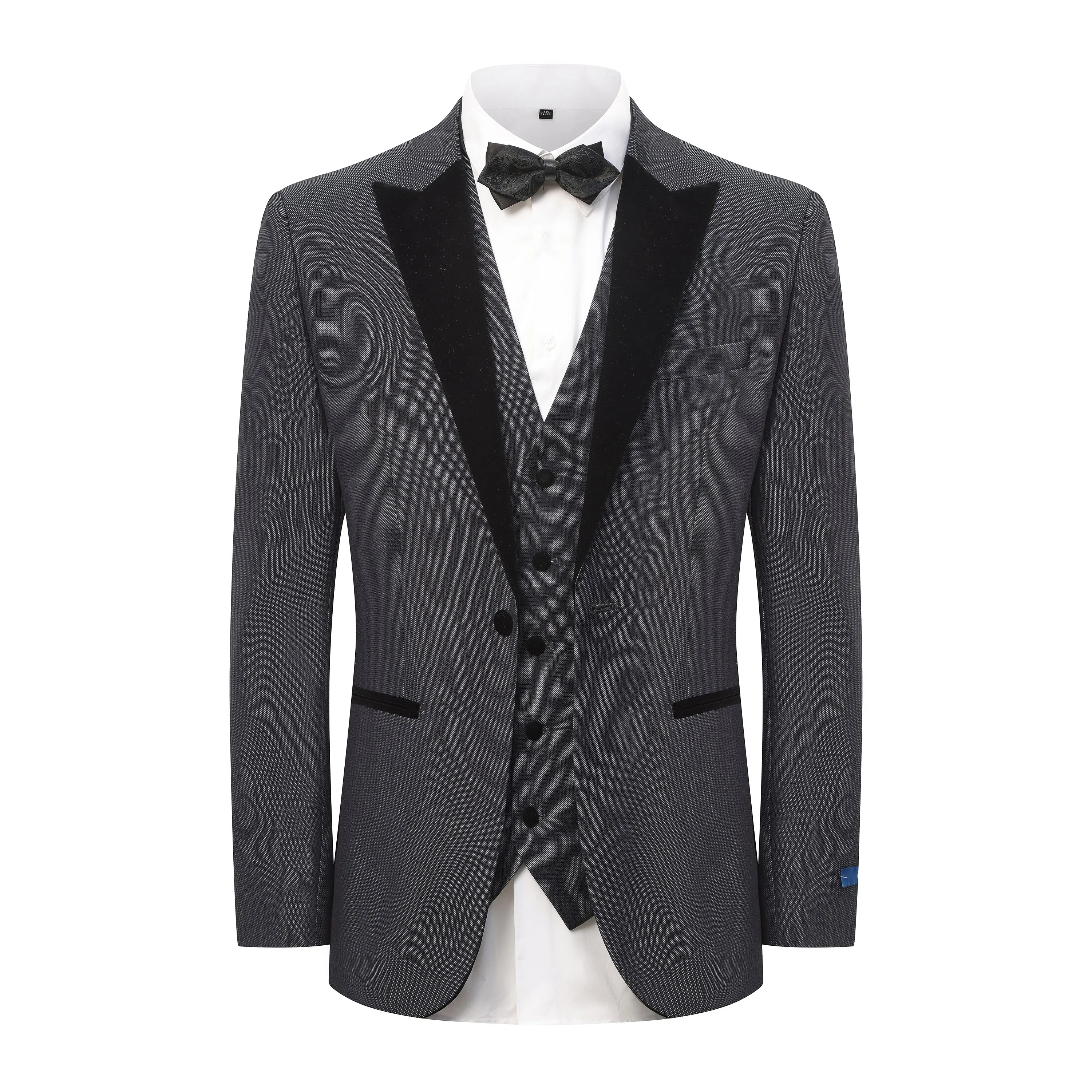 Gino Vitale Men's 3-Piece Peak Lapel Satin Trim Tuxedo with Subtle Sheen