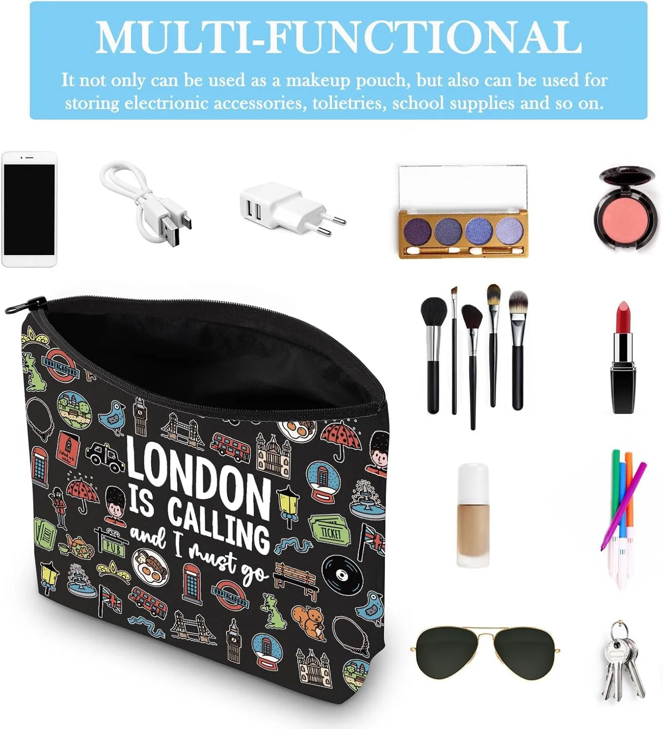 GJTIM London Getaway Weekend Gift England UK Travel Souvenir Accessories Bag Toiletry Bag