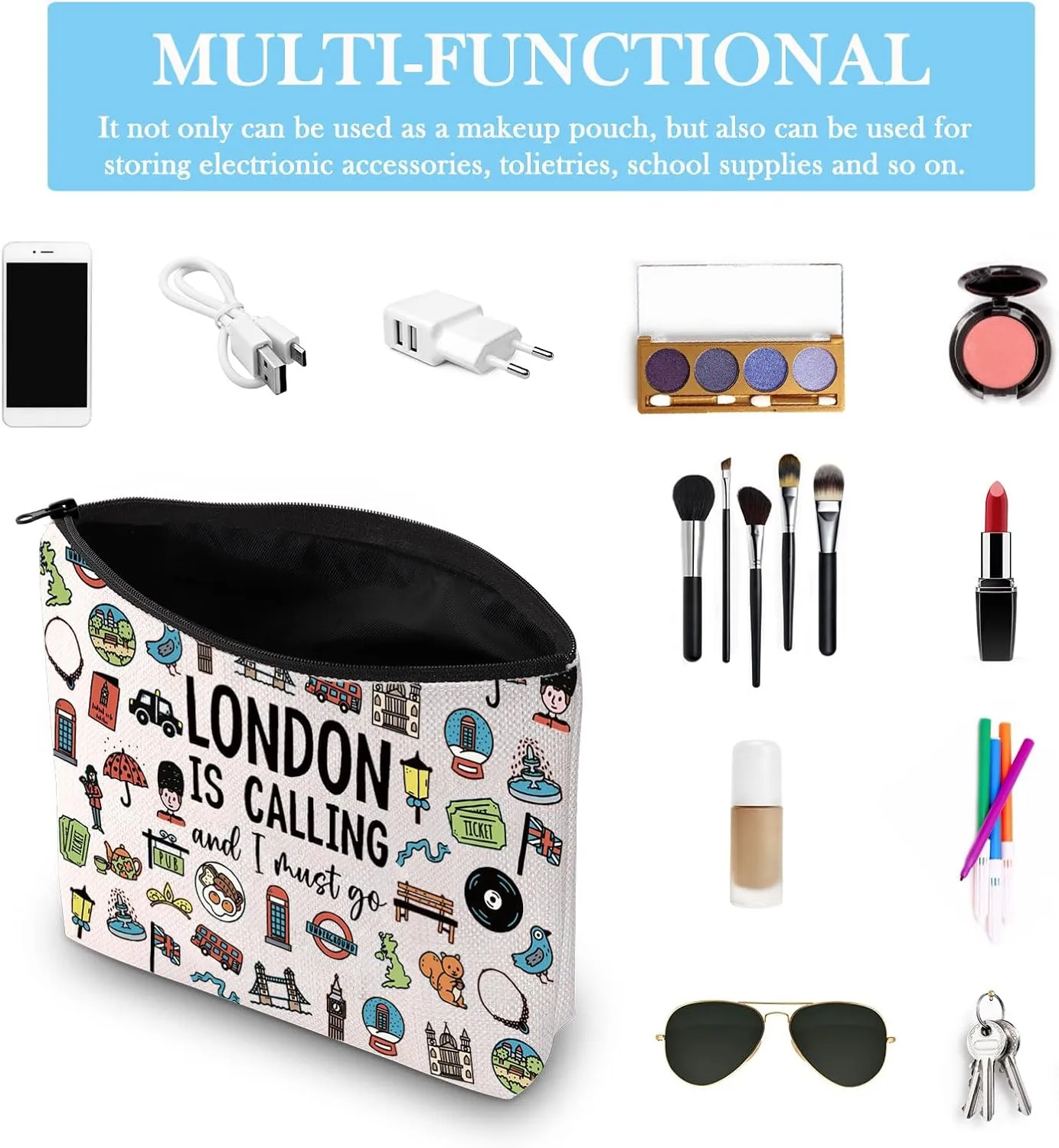 GJTIM London Getaway Weekend Gift England UK Travel Souvenir Accessories Bag Toiletry Bag