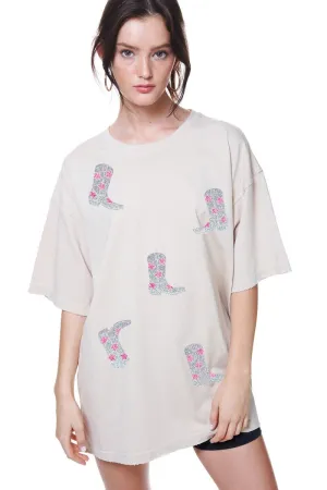 Glitter Cowboy Boot Tee