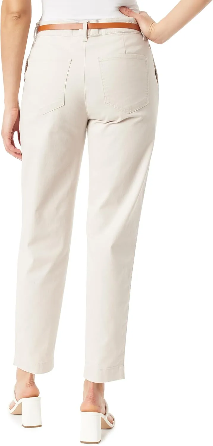 Gloria Vanderbilt Women's High Rise Belted Tapered Trouser Pant Standard