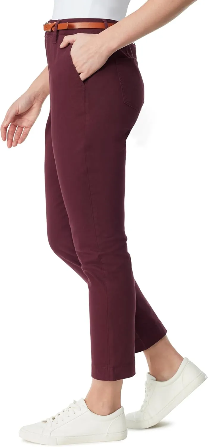 Gloria Vanderbilt Women's High Rise Belted Tapered Trouser Pant Standard