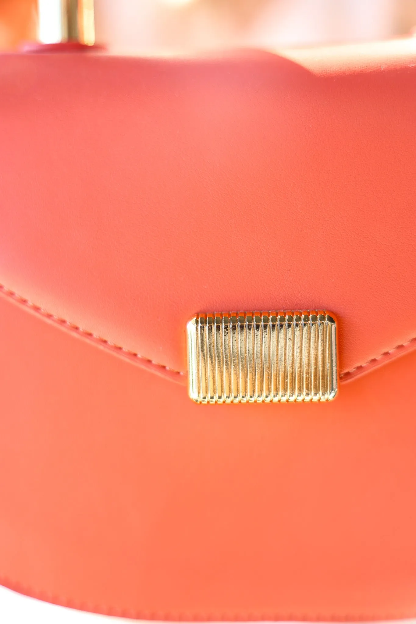 Gold Accent Satchel/Crossbody - Coral