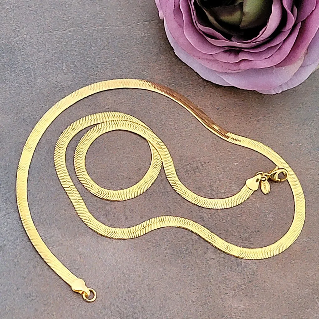 Gold Tone Herringbone Chain by Monet