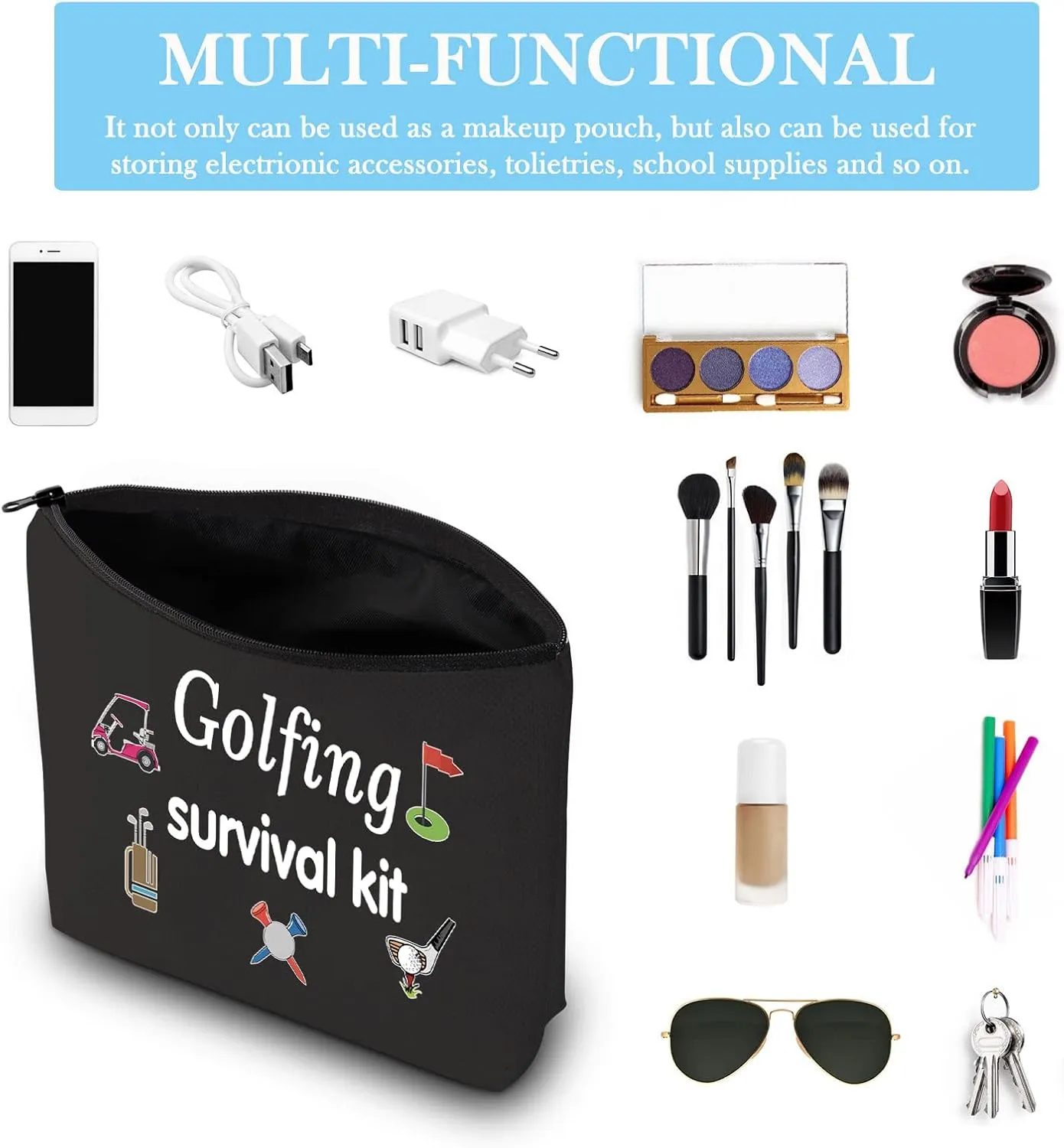 Golfing Survival Kit Makeup Bag Golfing Gift Golf Accessories Gift for Mom Golfer Humor