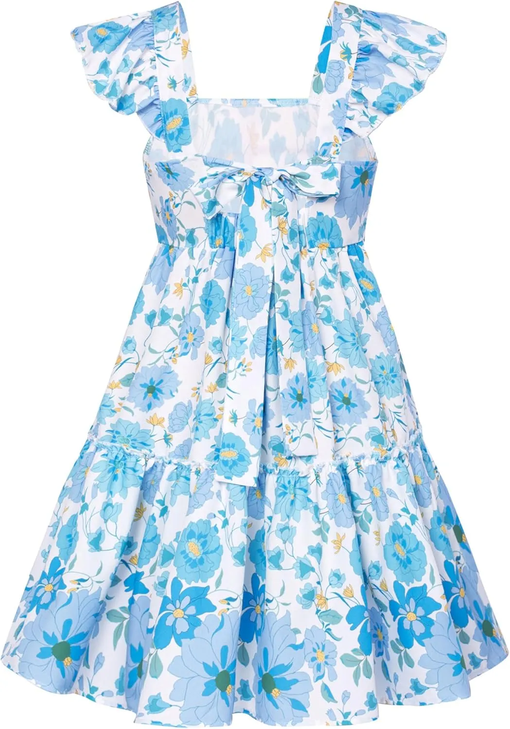 GRACE KARIN Girls Floral Dress Tie Back Flutter Sleeves Casual Summer Dress for 5-12Y