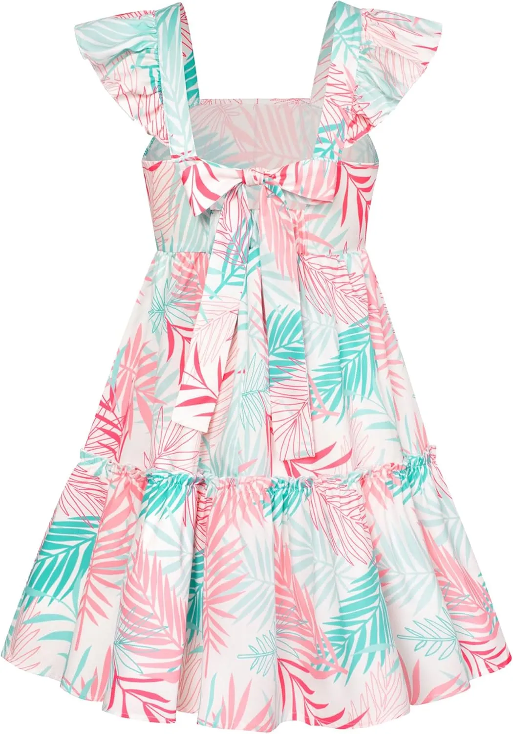 GRACE KARIN Girls Floral Dress Tie Back Flutter Sleeves Casual Summer Dress for 5-12Y