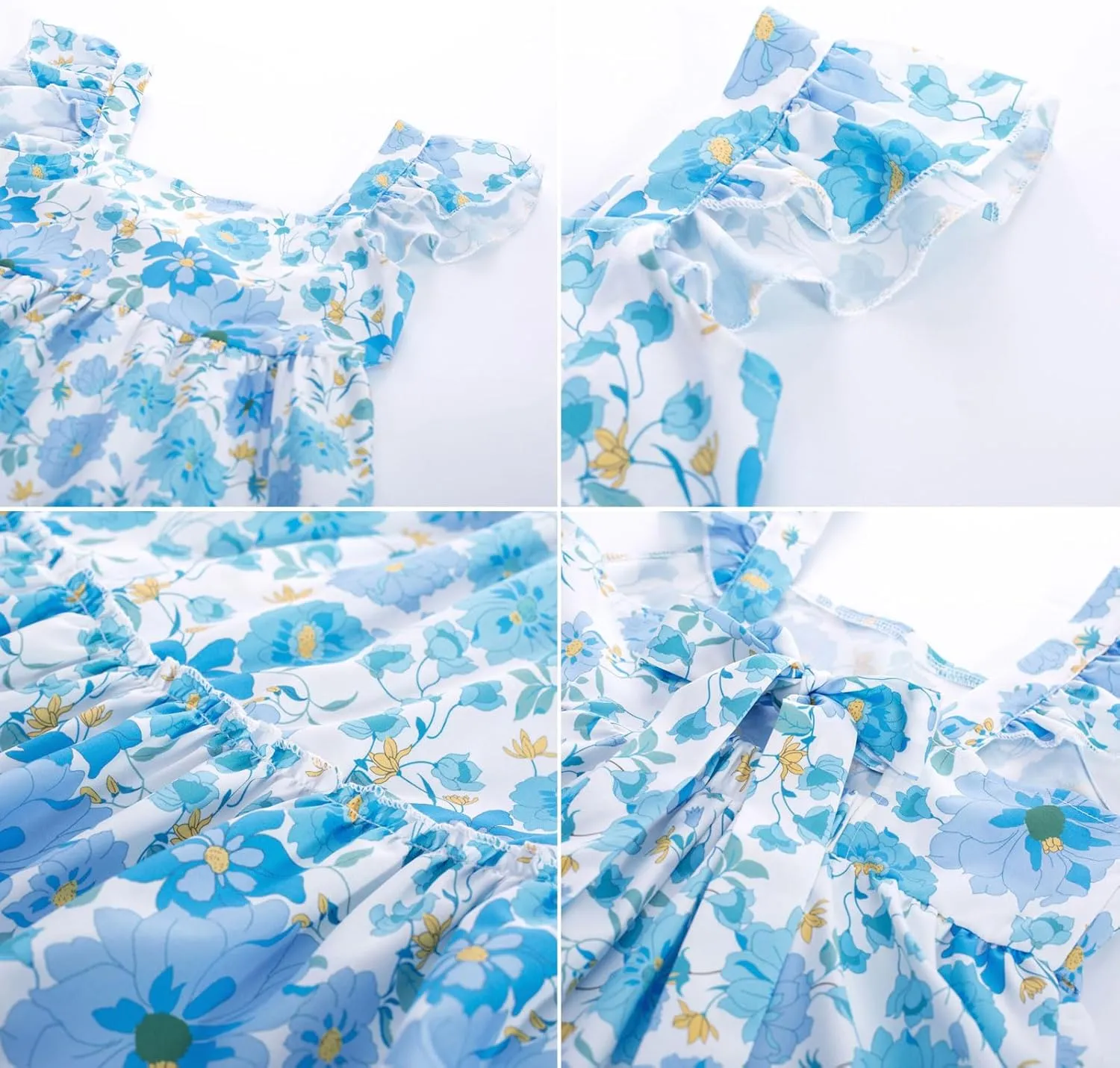 GRACE KARIN Girls Floral Dress Tie Back Flutter Sleeves Casual Summer Dress for 5-12Y