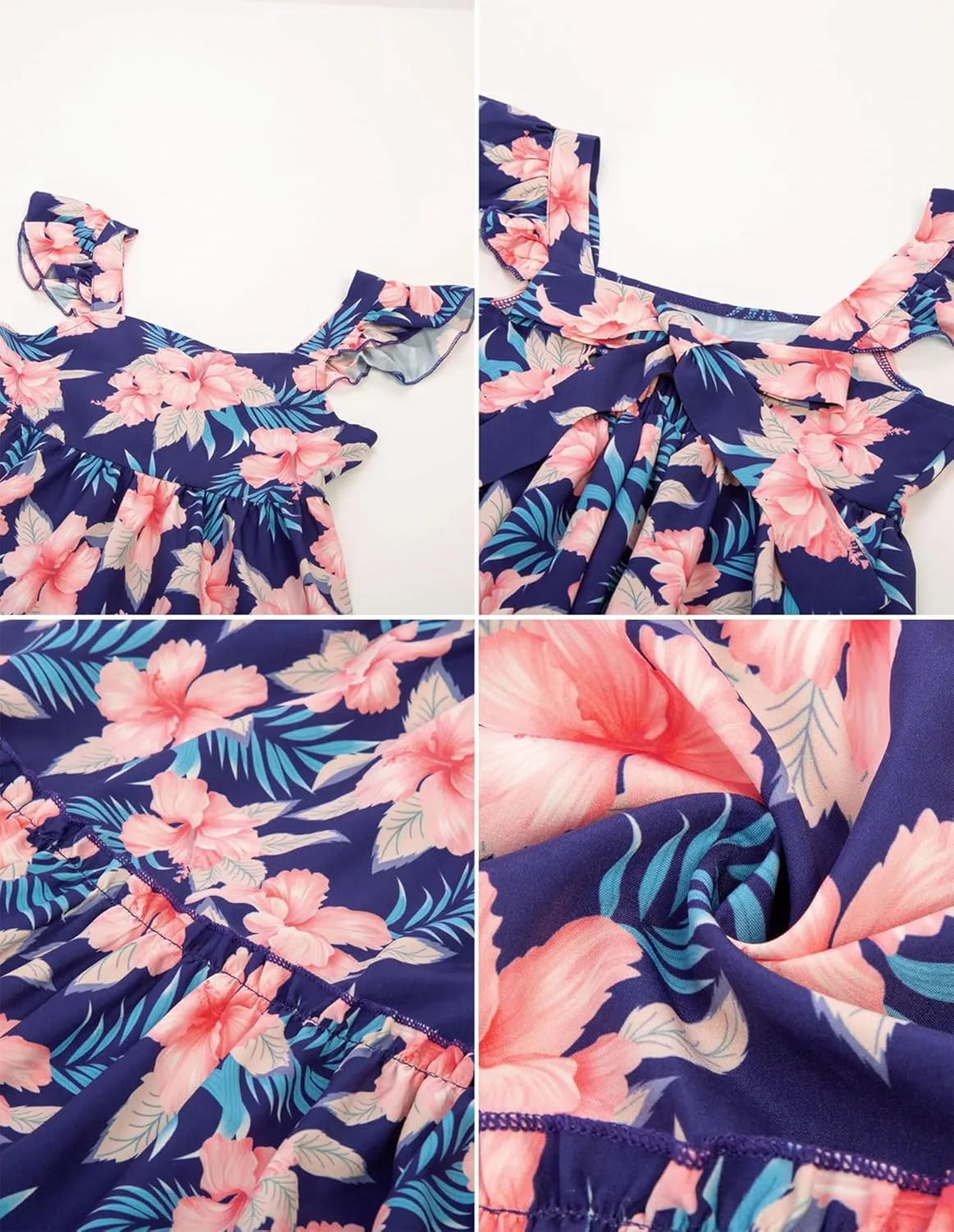 GRACE KARIN Girls Floral Dress Tie Back Flutter Sleeves Casual Summer Dress for 5-12Y
