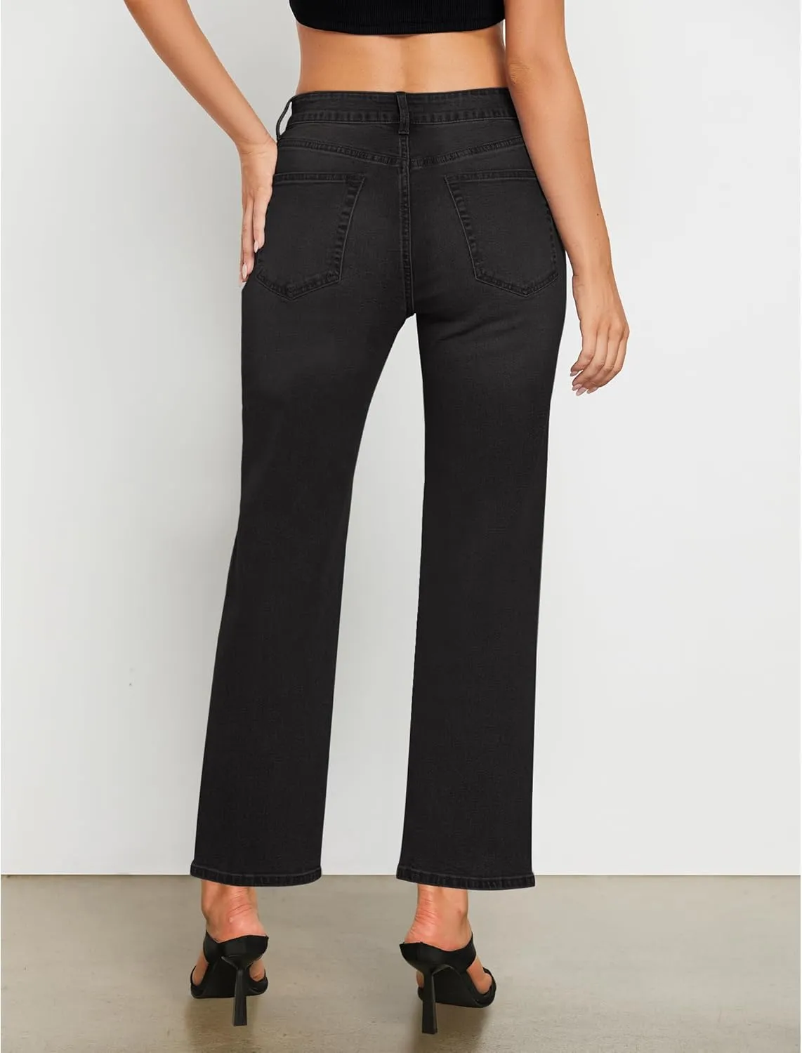 GRAPENT Straight Leg Jeans for Women High Waisted Trendy Ankle Length Forward Seams Stretchy Denim Pants Baggy Jeans