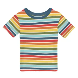 Groovy Stripe Short Sleeve Easy Fit Crew Neck Tee - Select Size