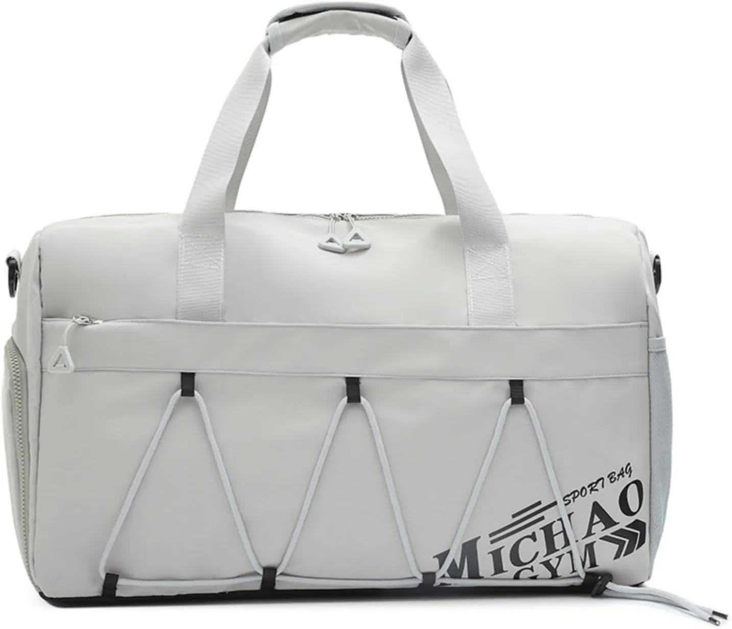 Gym Bag for Men Women, Waterproof Sports Duffle Bag with Shoe Compartment & Wet Pocket, Small Travel Duffel Bag Overnight Carry on Weekender bag for Workout, Fitness, Overnight, Yoga - White