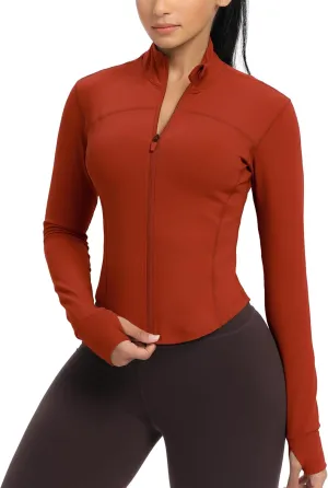 GYM RAINBOW Womens Zip Up Workout Jakcets Lightweight Slim Fit Running Athletic Jackets with Thumb Holes