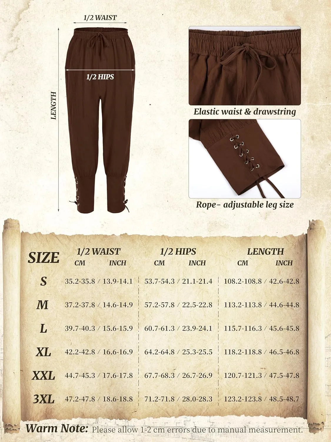 Halloween Renaissance Costume Men, Medieval Costume Men Renaissance Outfit Viking Shirt Pants Belt Accessories
