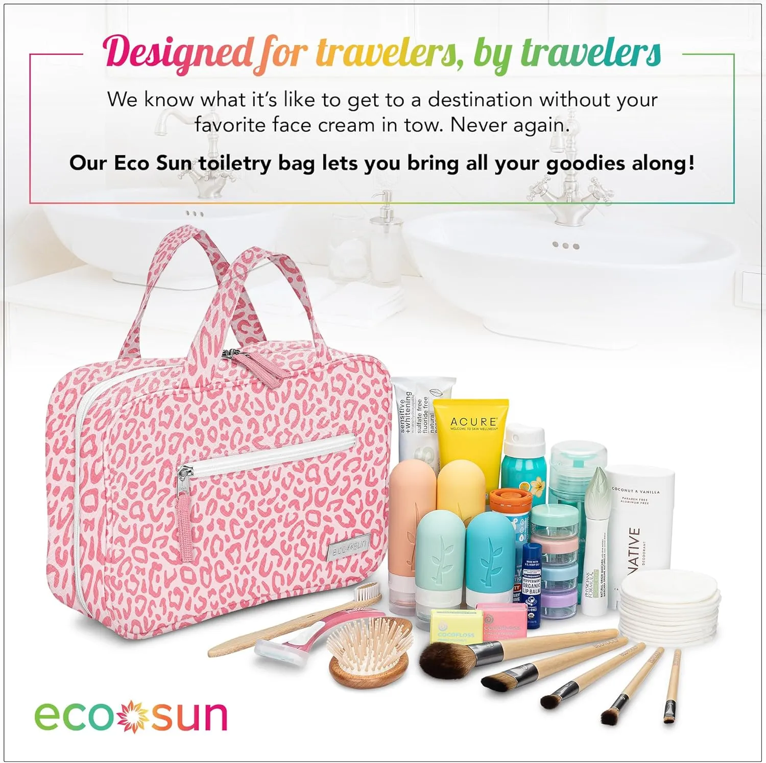 Hanging Travel Toiletry Bag  Designed in Hawaii  Water-resistant Travel Organizer for Bathroom Accessories