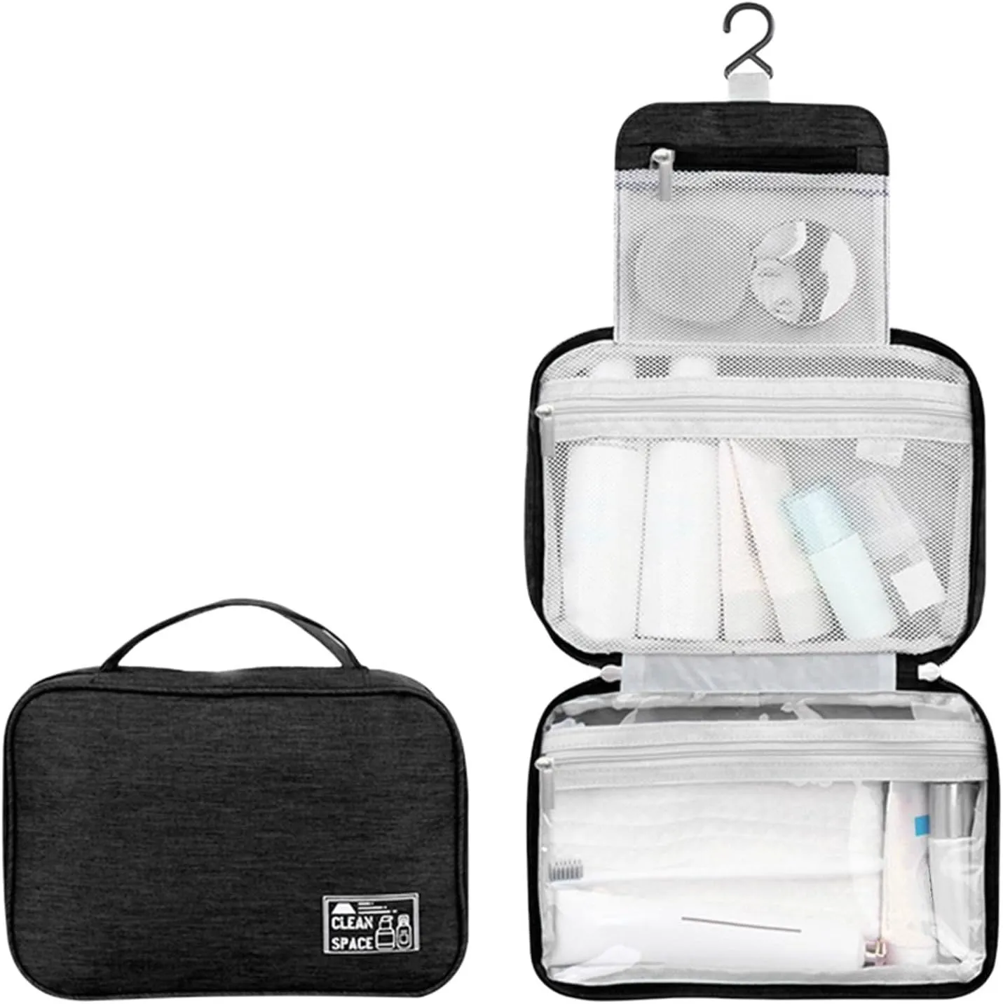 Hanging Travel Toiletry Bag for Women,10" X 6.5" Makeup Bag Large,Large Capacity Portable Foldable Travel Bag for Toiletries,Water-Resistant Travel Cosmetic Bag,Travel Essentials
