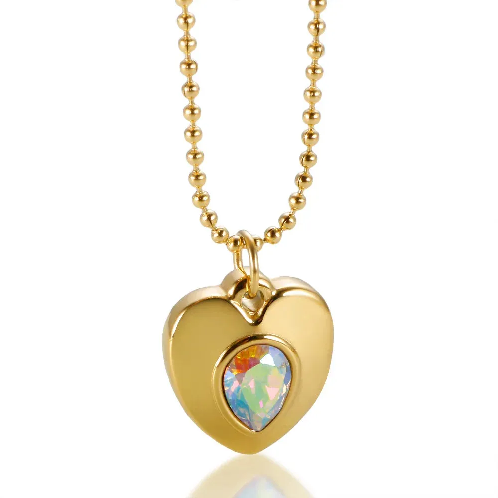 Heart Pendant Necklace Romantic Cubic Zirconia Chic Thick Love Heart Choker Jewelry