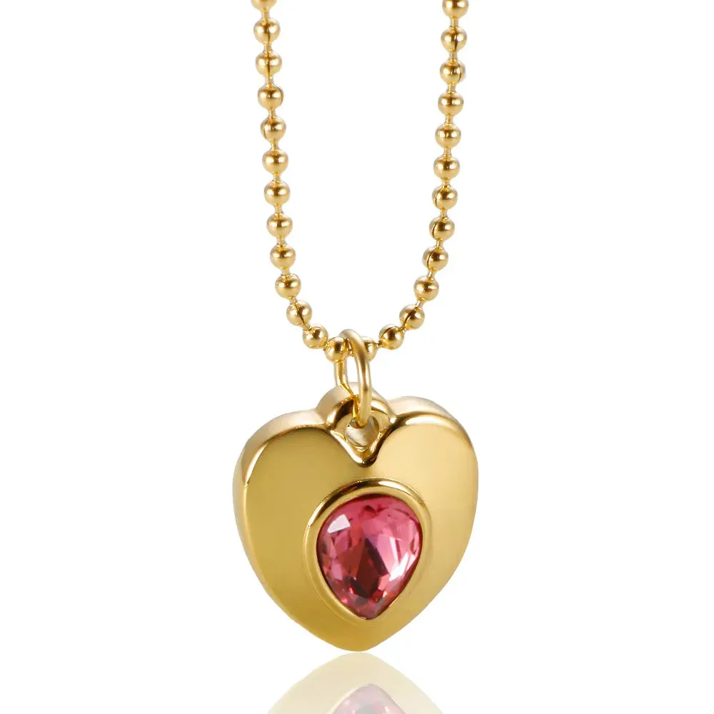 Heart Pendant Necklace Romantic Cubic Zirconia Chic Thick Love Heart Choker Jewelry