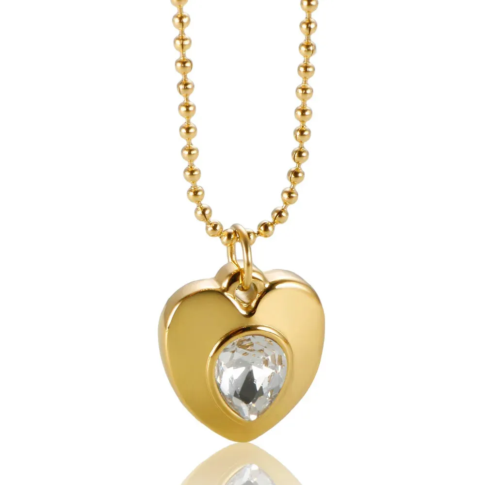 Heart Pendant Necklace Romantic Cubic Zirconia Chic Thick Love Heart Choker Jewelry