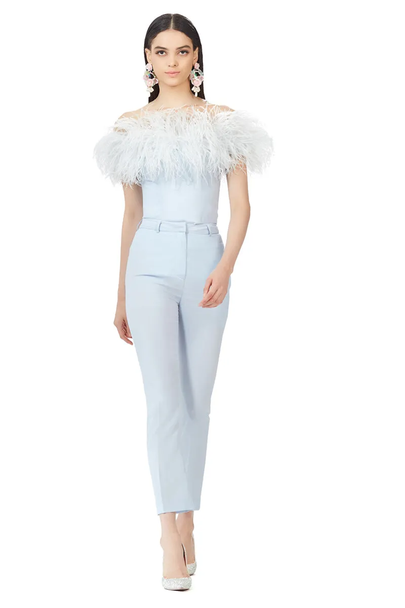 High Waisted Trousers in Baby Blue