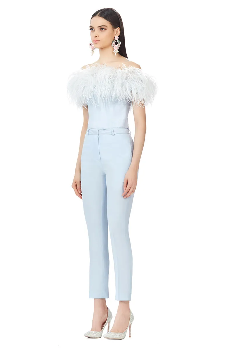 High Waisted Trousers in Baby Blue