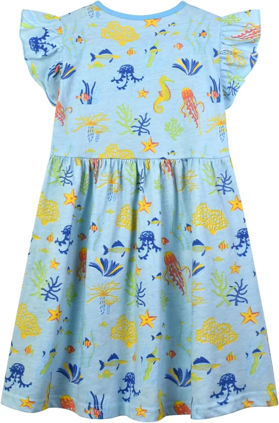 HILEELANG Girl Short Sleeve Dress Summer Cotton Casual Tunic Shirt Twirly Basic Skater Dress
