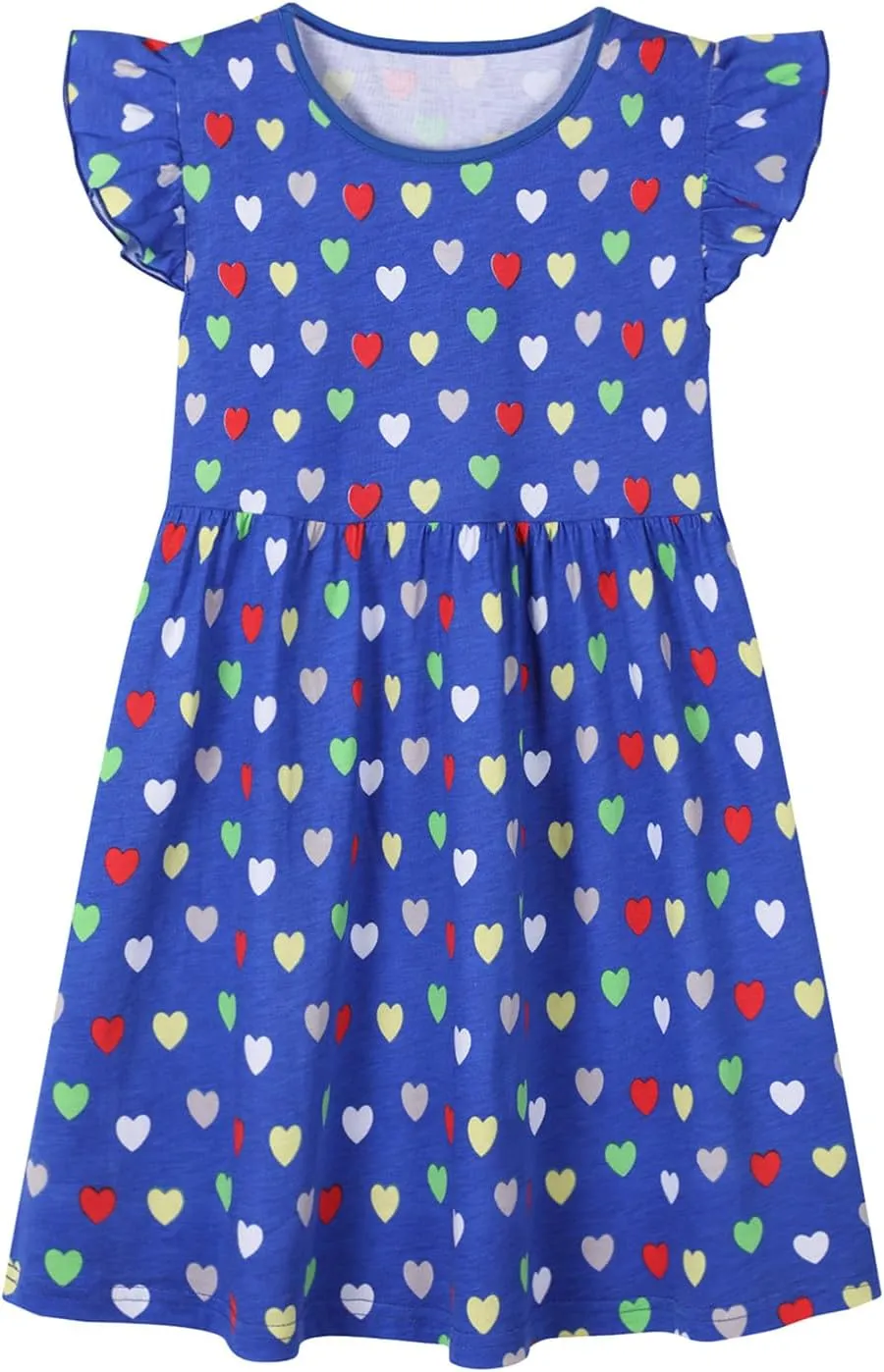 HILEELANG Girl Short Sleeve Dress Summer Cotton Casual Tunic Shirt Twirly Basic Skater Dress