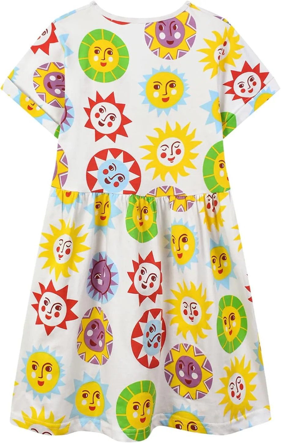 HILEELANG Girl Short Sleeve Dress Summer Cotton Casual Tunic Shirt Twirly Basic Skater Dress