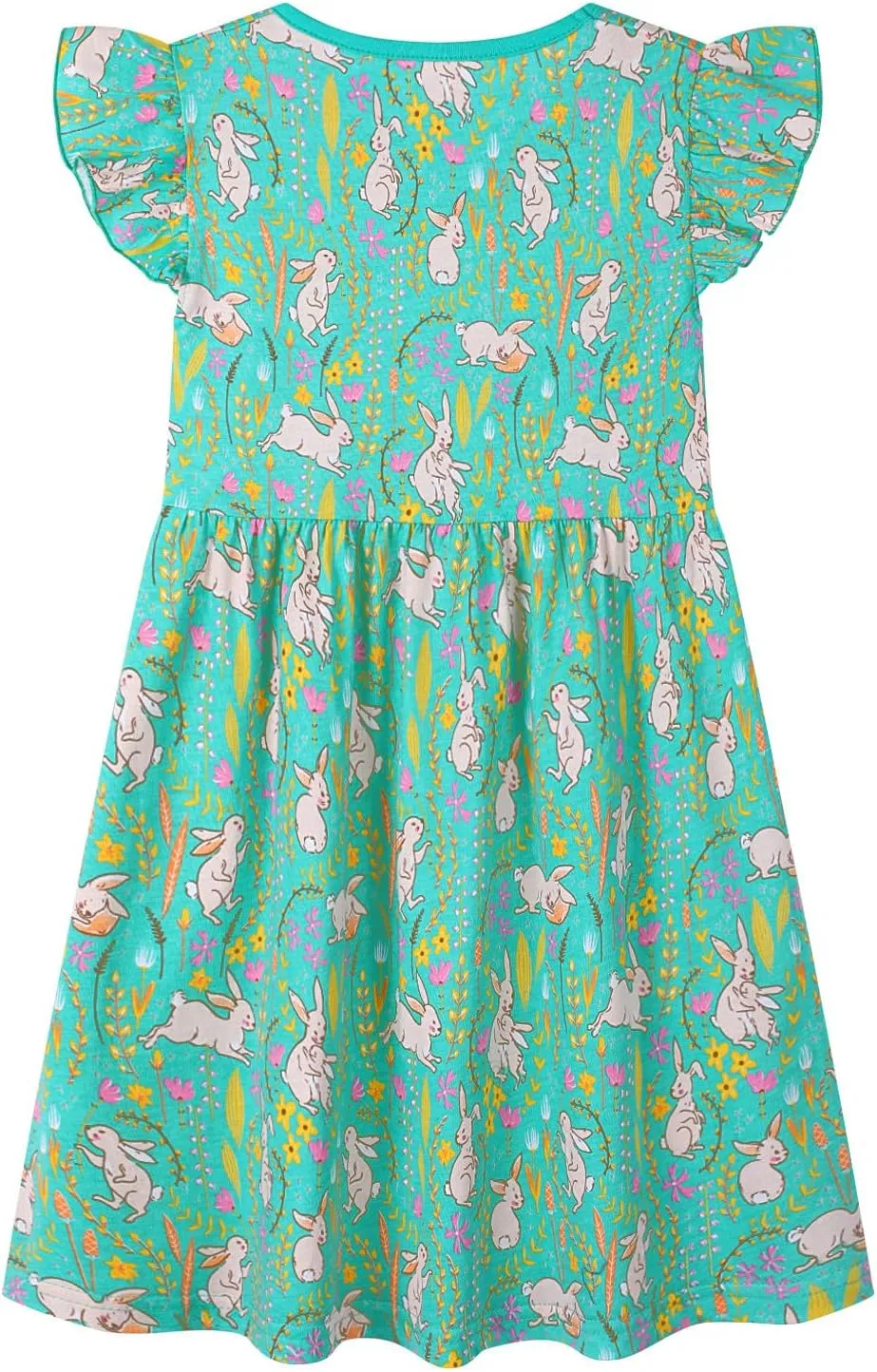 HILEELANG Girl Short Sleeve Dress Summer Cotton Casual Tunic Shirt Twirly Basic Skater Dress
