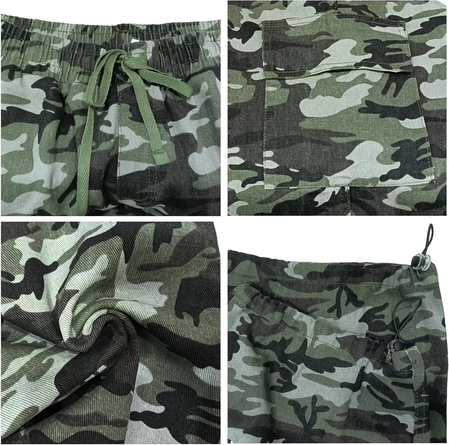 HVEPUO Camo Pants Women High Waisted Wide Leg Casual Y2K Camoflage Cargo Pants Baggy Elastic Waist Straight Jeans Trousers