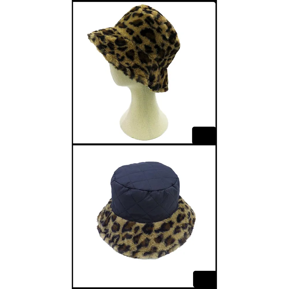 iLLASPARKZ Leopard Patterned Soft Faux Fur Bucket Hat