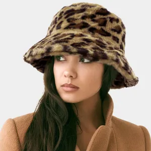 iLLASPARKZ Leopard Patterned Soft Faux Fur Bucket Hat