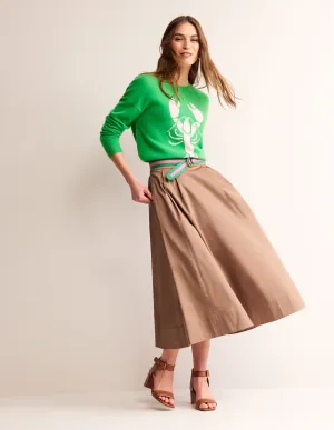 Isabella Cotton Sateen Skirt-Neutral