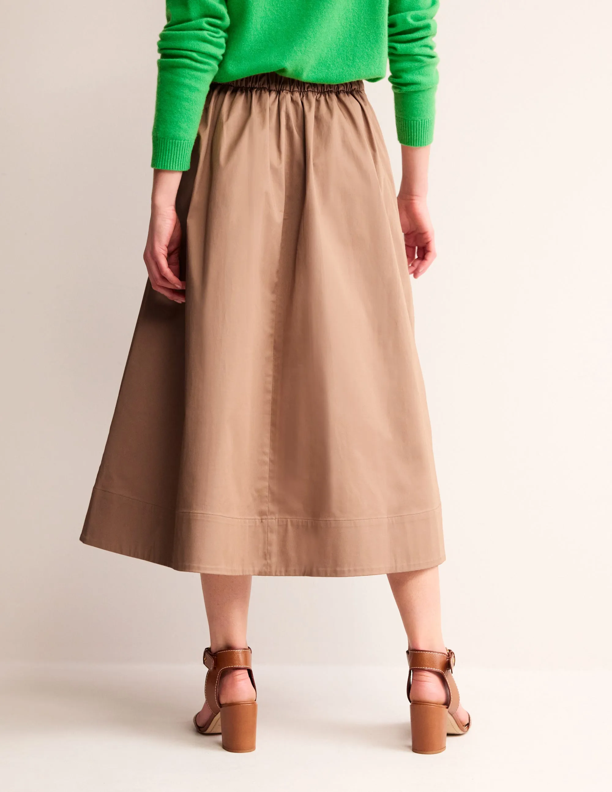 Isabella Cotton Sateen Skirt-Neutral