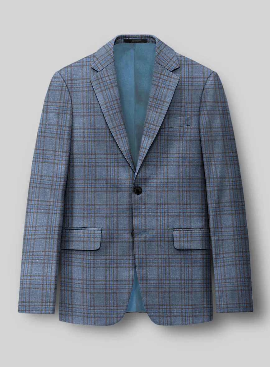 Italian Murano Herita Blue Wool Linen Suit
