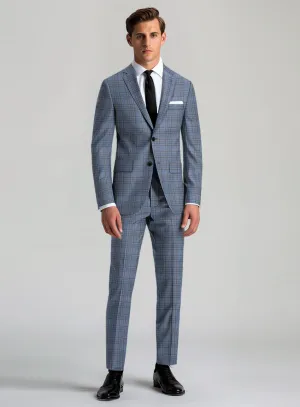 Italian Murano Herita Blue Wool Linen Suit