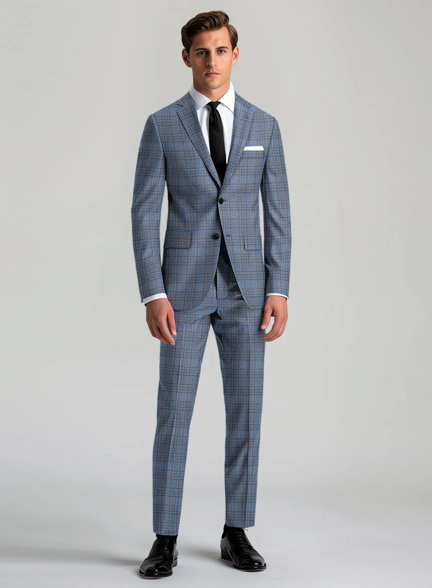 Italian Murano Herita Blue Wool Linen Suit