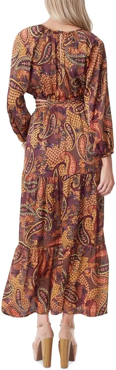 Jessica Simpson Womens Floral Print Braid Tie Maxi Dress