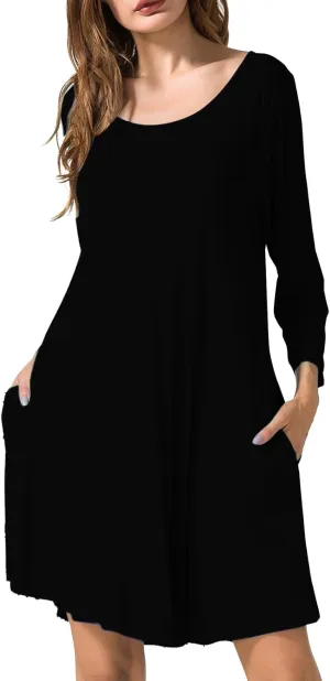 JollieLovin Women 3/4 Sleeve Plus Size Casual Fall Dresses 2024 Crew Neck T Shirt Long Tunic Dress