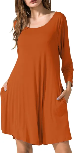 JollieLovin Women 3/4 Sleeve Plus Size Casual Fall Dresses 2024 Crew Neck T Shirt Long Tunic Dress