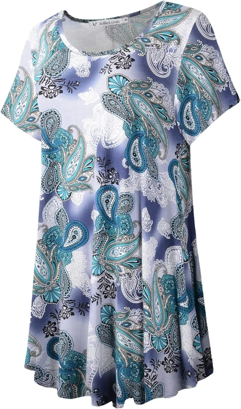 JollieLovin Women's Plus Size Tops Summer Tunic Short Sleeve Loose Fit T-Shirt to Wear with Leggings