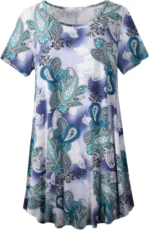 JollieLovin Women's Plus Size Tops Summer Tunic Short Sleeve Loose Fit T-Shirt to Wear with Leggings