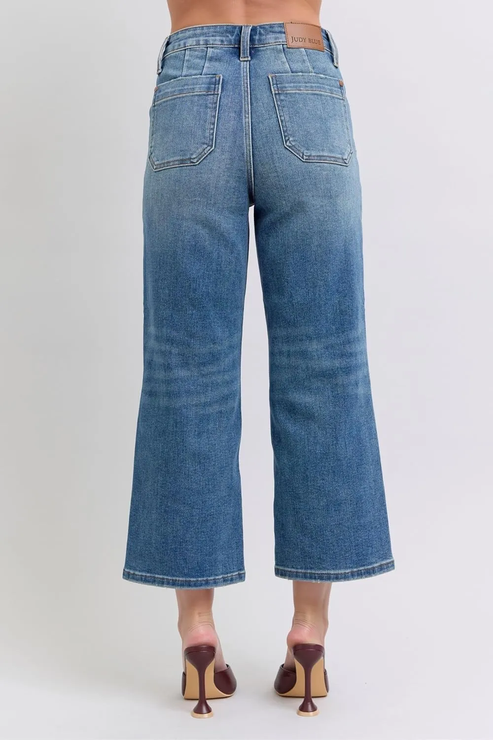 Judy Blue High-Waisted Utility Pocket Crop Wide-Leg Jeans  Durable, Stretchy, and Stylish Everyday Denim - 88904