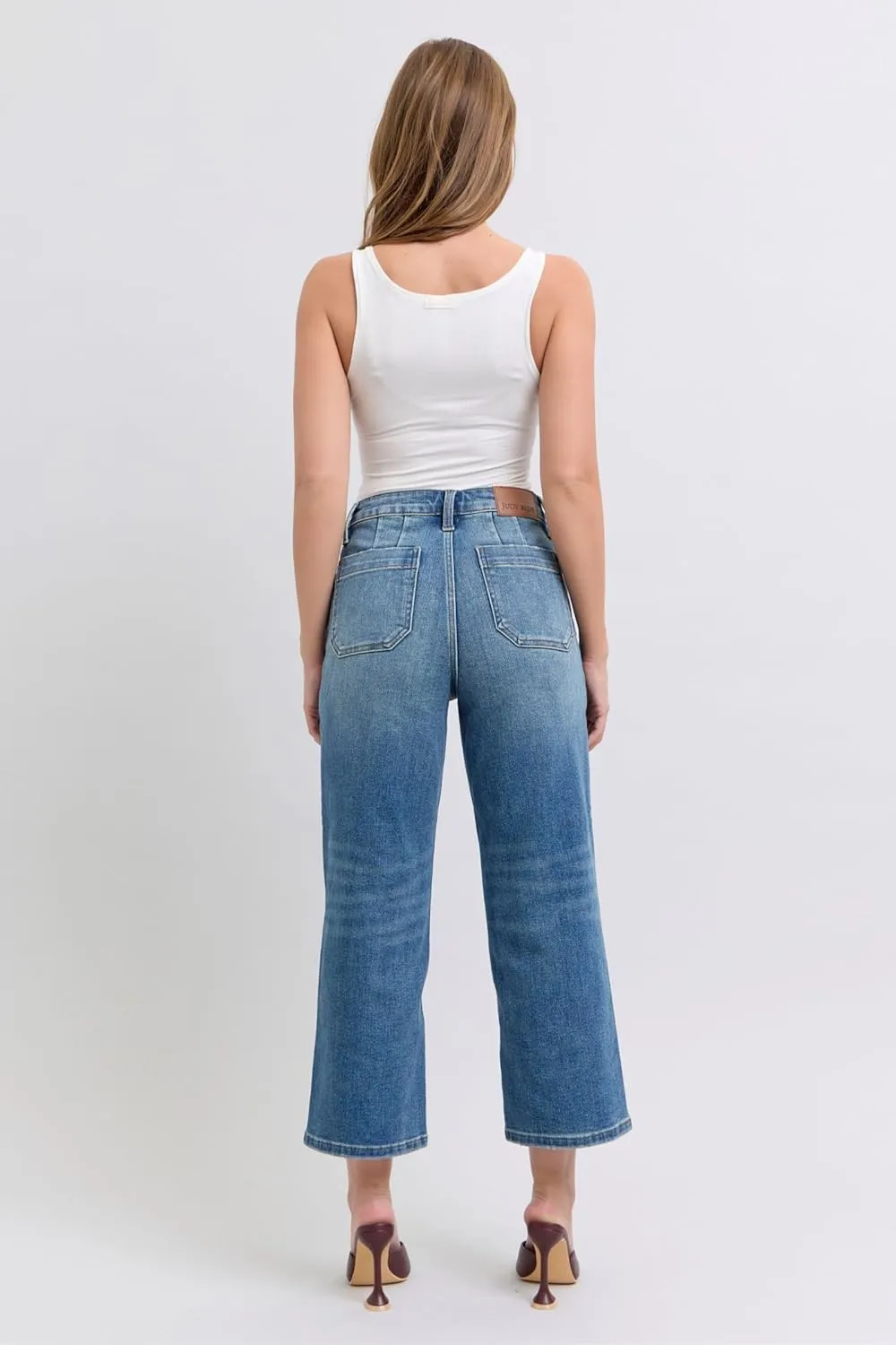 Judy Blue High-Waisted Utility Pocket Crop Wide-Leg Jeans  Durable, Stretchy, and Stylish Everyday Denim - 88904