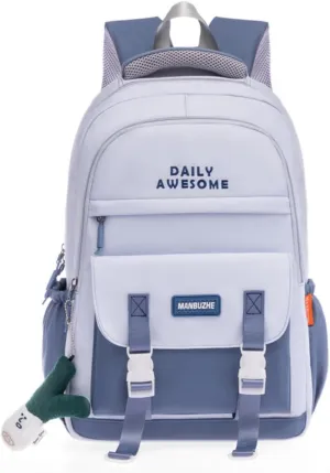 Kawaii Backpack with Cute Pendant Accessories Aesthetic Casual Travel Backpack Unisex 20L (blue)