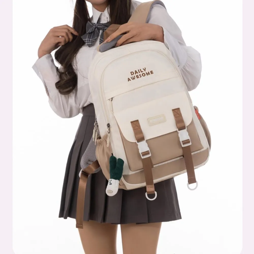 Kawaii Backpack with Cute Pendant Accessories Aesthetic Casual Travel Backpack Unisex 20L (brown)