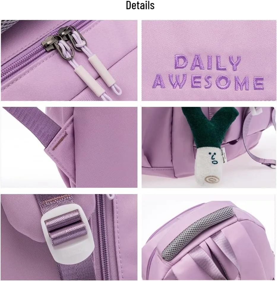 Kawaii Backpack with Cute Pendant Accessories Aesthetic Casual Travel Backpack Unisex 20L (brown)