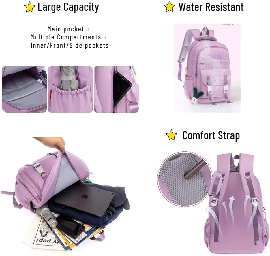 Kawaii Backpack with Cute Pendant Accessories Aesthetic Casual Travel Backpack Unisex 20L (brown)
